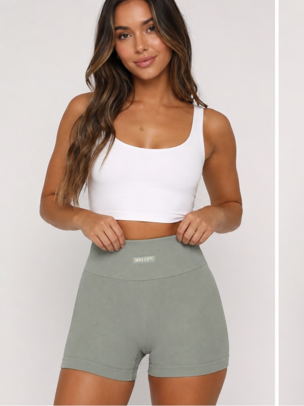 White Fox Seamless Ribbed Biker Shorts